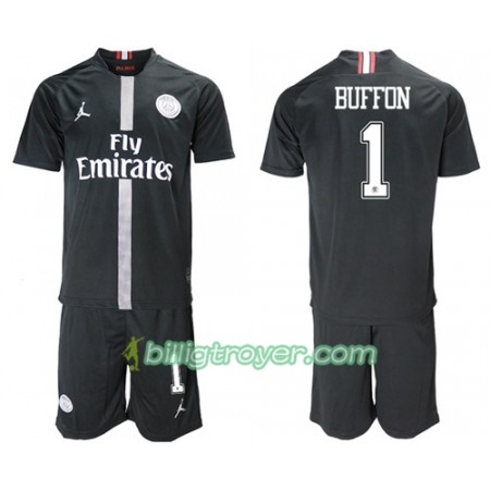 Billige Fotballdrakter Paris Saint Germain Buffon 1 Jodan Svart Barn Tredjedraktsett 2018/19 Kortermet